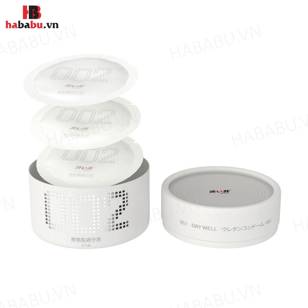 Bao cao su siêu mỏng DryWell Super Thin PU 002 3 chiếc chính hãng