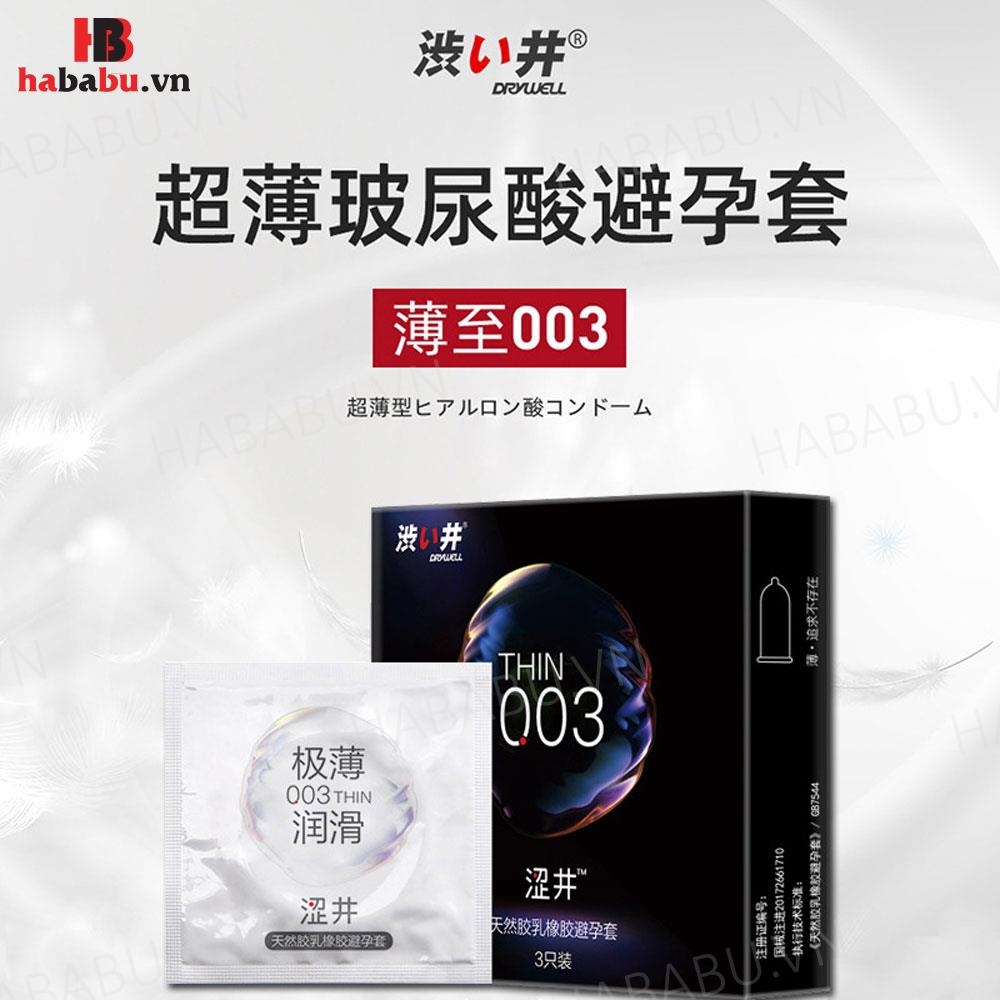 Bao cao su Drywell Ultra Thin 003 hộp 3 chiếc siêu mỏng chính hãng