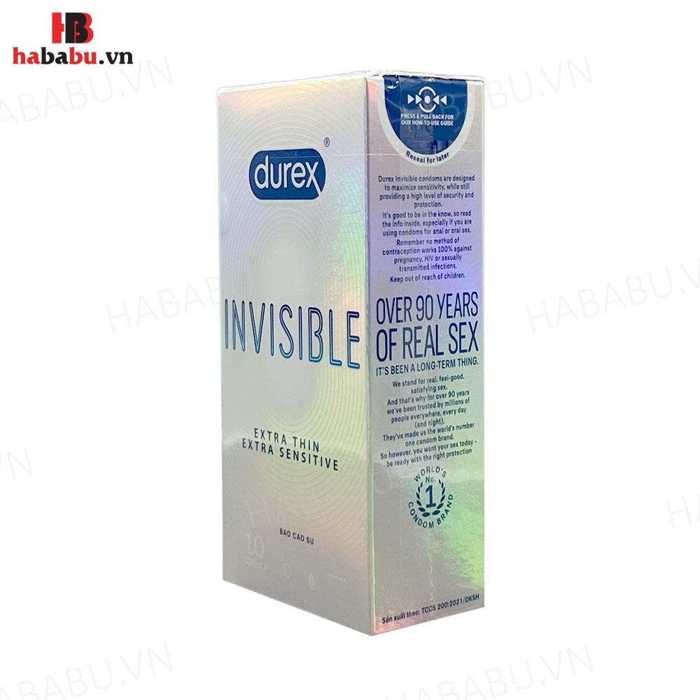 Bao cao su siêu mỏng Durex Invisible hộp 10 chiếc chính hãng