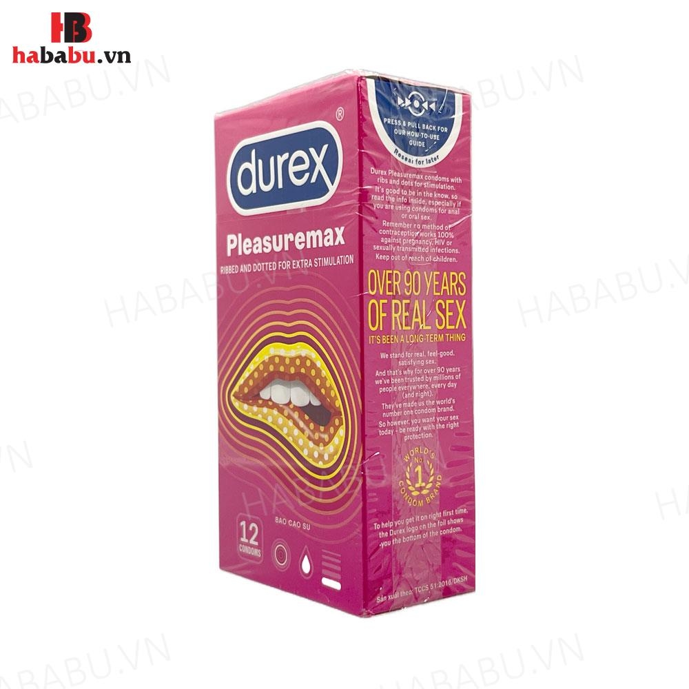 Bao cao su Durex Pleasuremax hộp 12 chiếc tăng khoái cảm chính hãng