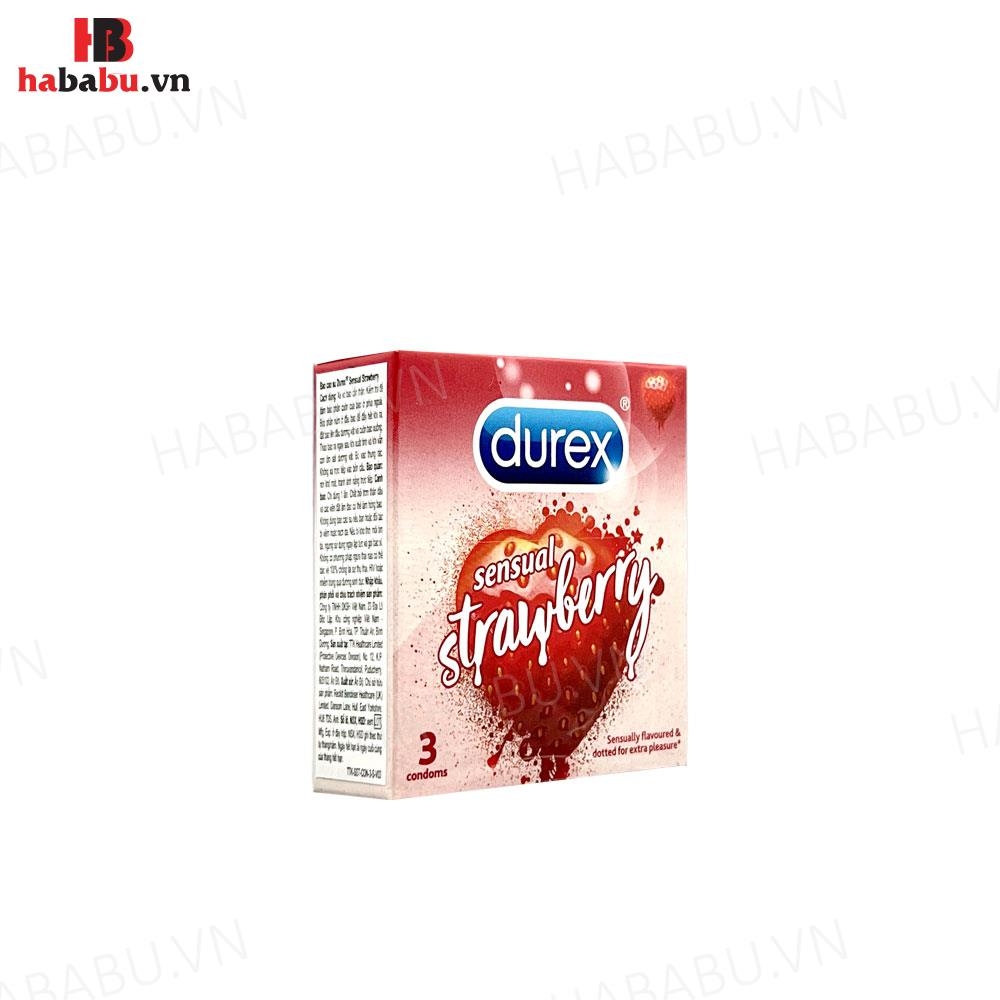 Bao cao su Durex Sensual Strawberry hộp 3 chiếc chính hãng