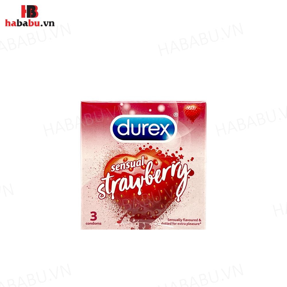 Bao cao su Durex Sensual Strawberry hộp 3 chiếc chính hãng