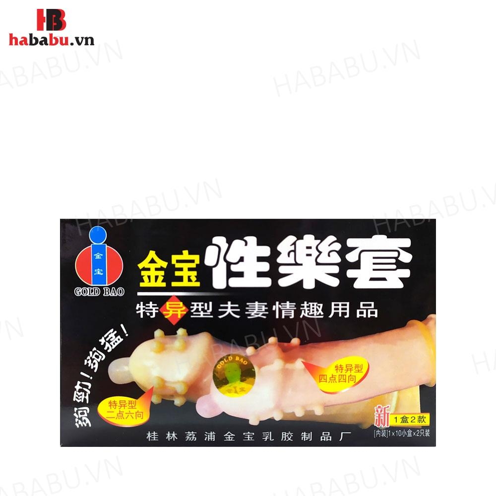 Bao cao su tăng khoái cảm Gold Bi hộp 2 chiếc chính hãng