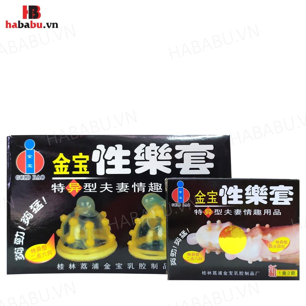 Bao cao su tăng khoái cảm Gold Bi hộp 2 chiếc chính hãng