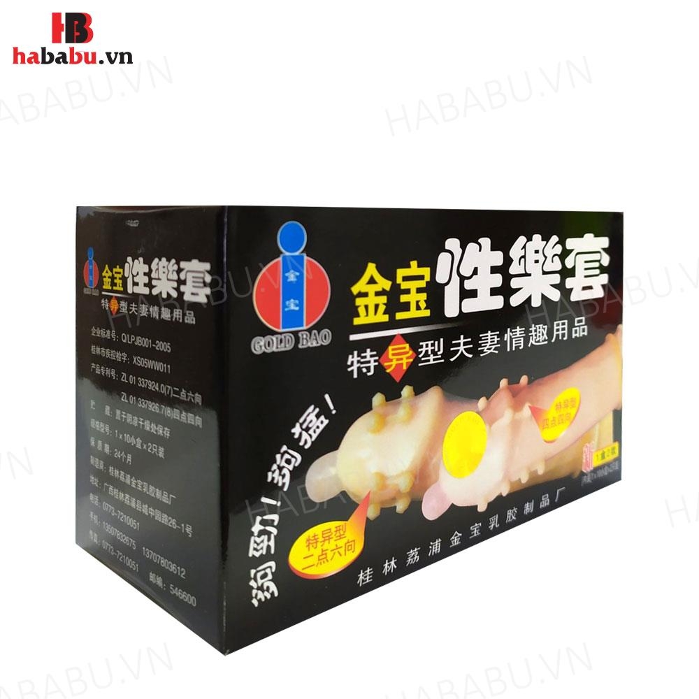 Bao cao su tăng khoái cảm Gold Bi hộp 2 chiếc chính hãng