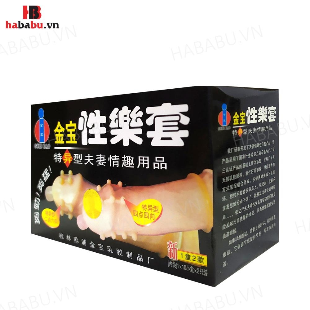 Bao cao su tăng khoái cảm Gold Bi hộp 2 chiếc chính hãng