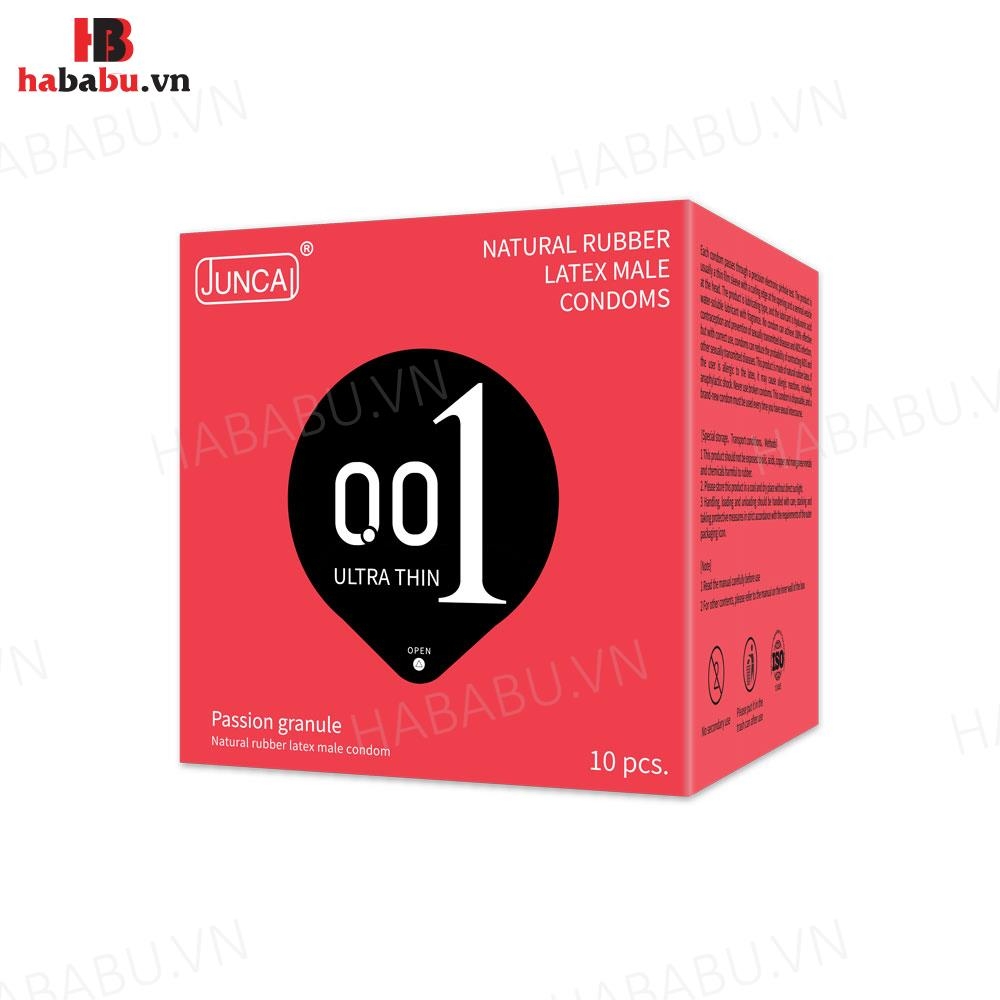Bao cao su siêu mỏng Juncai 001 Passion Granule hộp 10 chiếc chính hãng