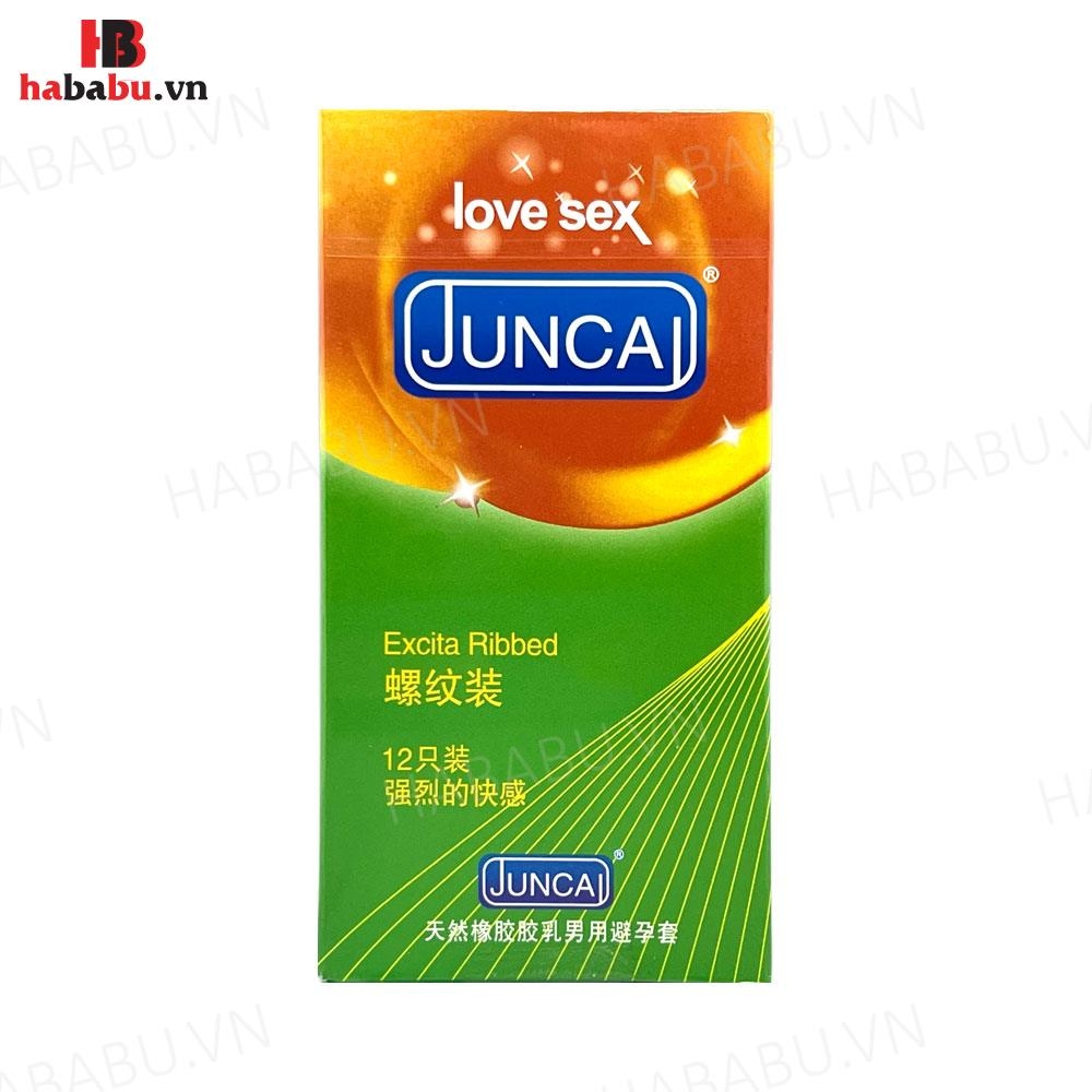 Bao cao su Juncai Excita Ribble hộp 12 chiếc tăng khoái cảm chính hãng