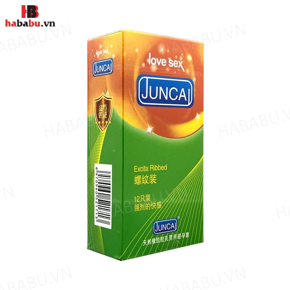 Bao cao su Juncai Excita Ribble hộp 12 chiếc tăng khoái cảm chính hãng