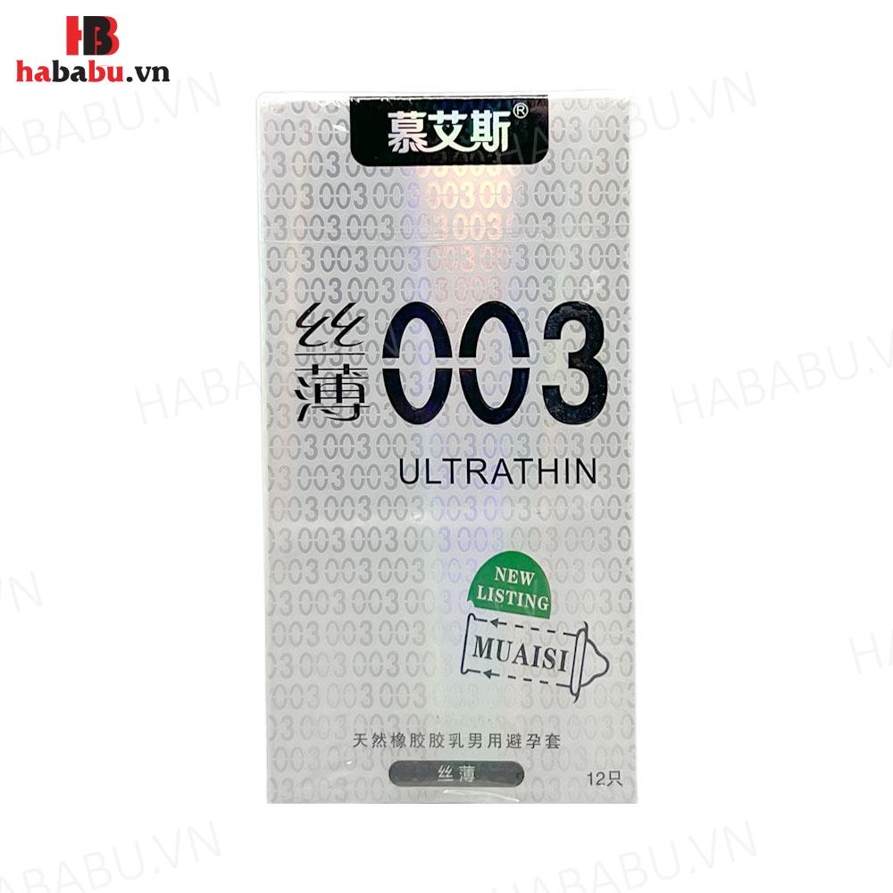 Bao cao su siêu mỏng Muaisi 0.03 Trắng hộp 12 chiếc Ultrathin chính hãng