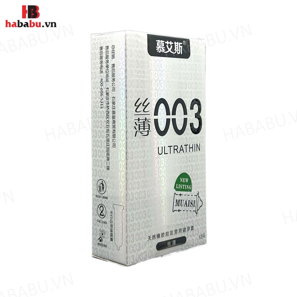 Bao cao su siêu mỏng Muaisi 0.03 Trắng hộp 12 chiếc Ultrathin chính hãng