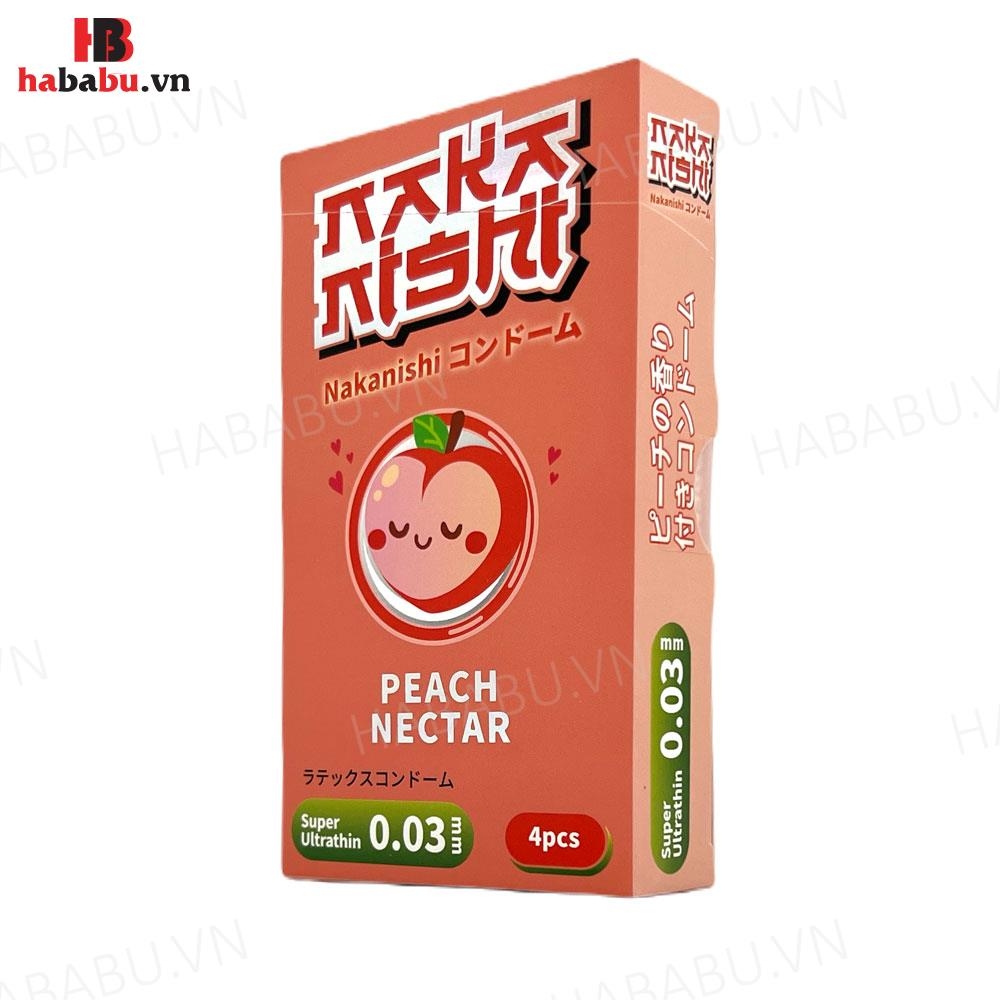 Bao cao su siêu mỏng Nakanishi Đào hộp 4 chiếc chính hãng