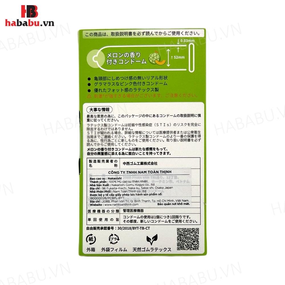 Bao cao su siêu mỏng Nakanishi Dưa Lưới hộp 4 chiếc chính hãng