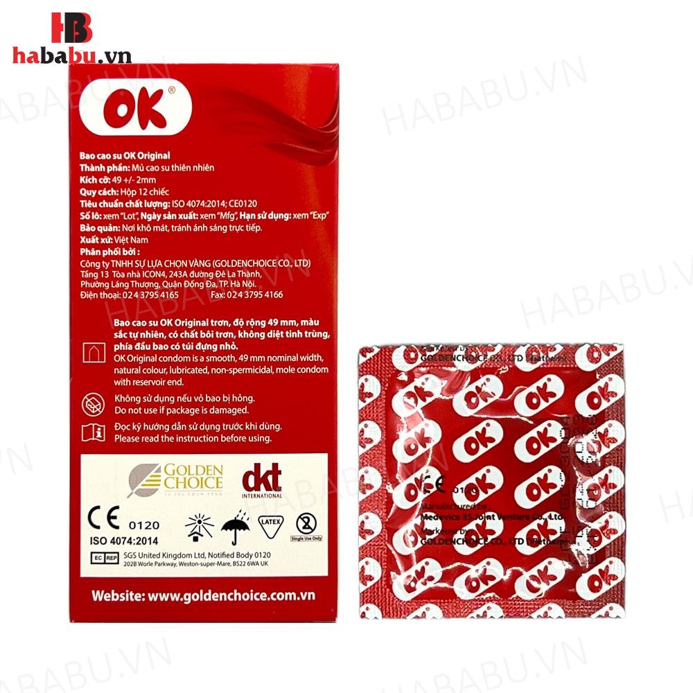 Bao cao su gia đình Ok Original hộp 12 chiếc chính hãng