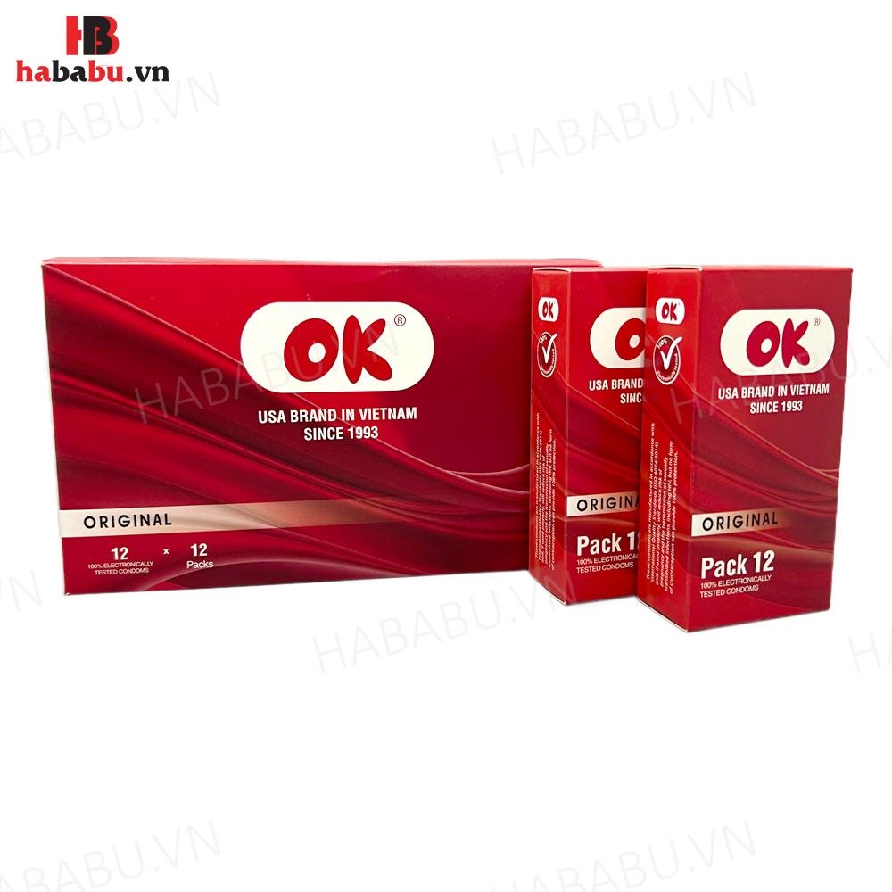 Bao cao su gia đình Ok Original hộp 12 chiếc chính hãng