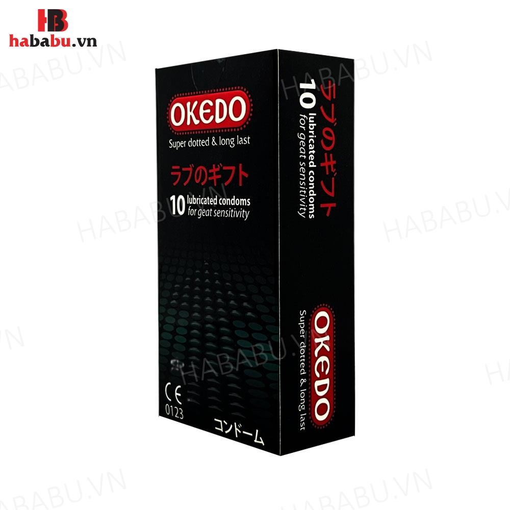 Bao cao su Okedo Super Dotted & Long Last hộp 10 chiếc kéo dài thời gian chính hãng