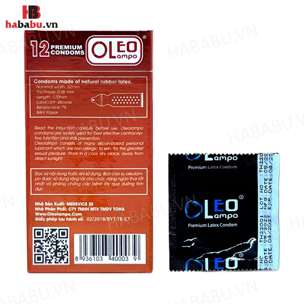 Bao cao su kéo dài thời gian Oleo Lambo 4in1 hộp 12 chiếc chính hãng