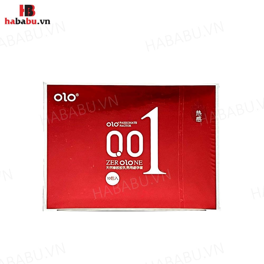 Bao cao su siêu mỏng Olo 0.01 Đỏ hộp 10 chiếc chính hãng