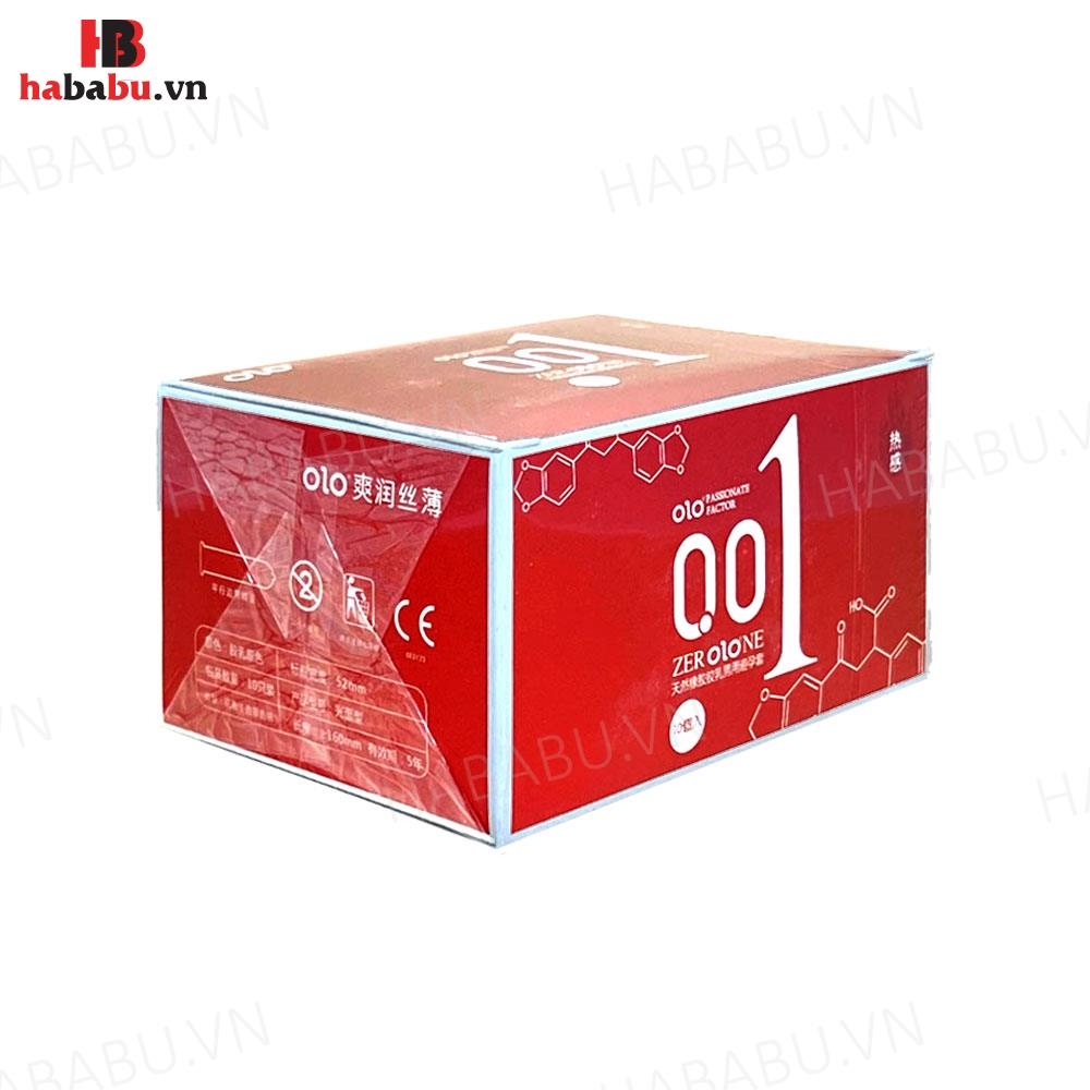 Bao cao su siêu mỏng Olo 0.01 Đỏ hộp 10 chiếc chính hãng