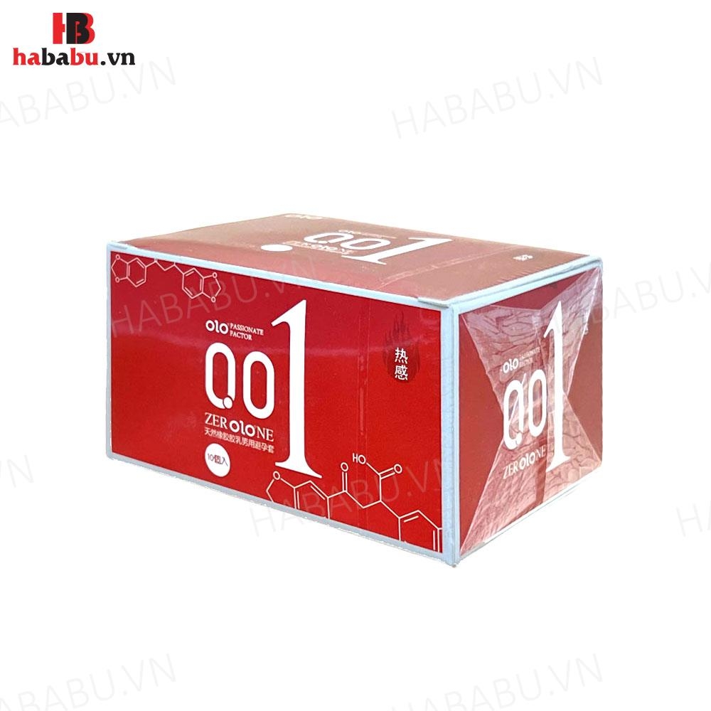 Bao cao su siêu mỏng Olo 0.01 Đỏ hộp 10 chiếc chính hãng