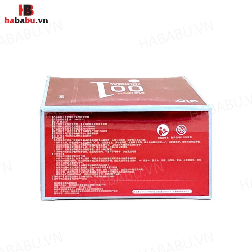 Bao cao su siêu mỏng Olo 0.01 Đỏ hộp 10 chiếc chính hãng