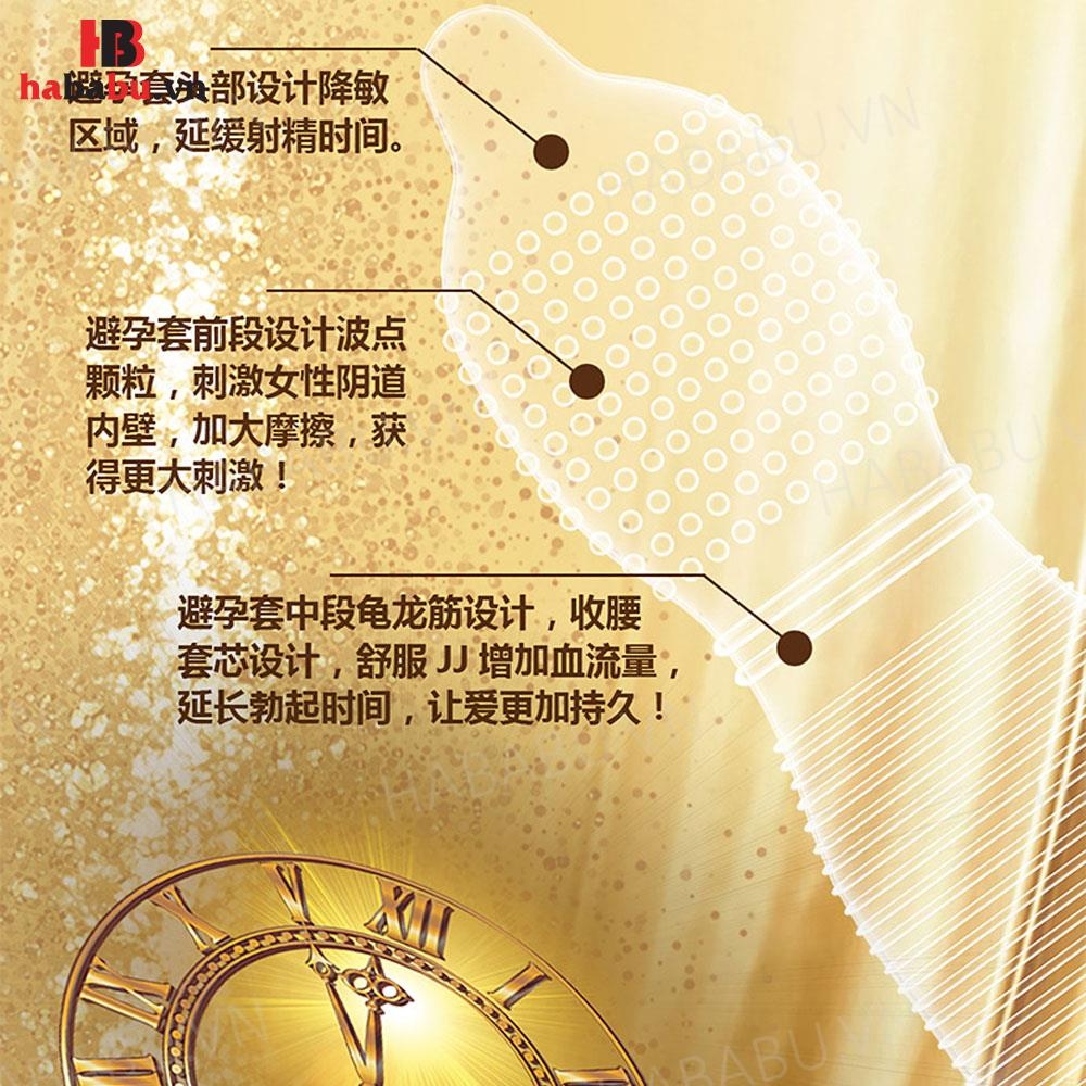 Bao cao su Olo Superior Vàng Gân hộp 10 chiếc kéo dài thời gian chính hãng
