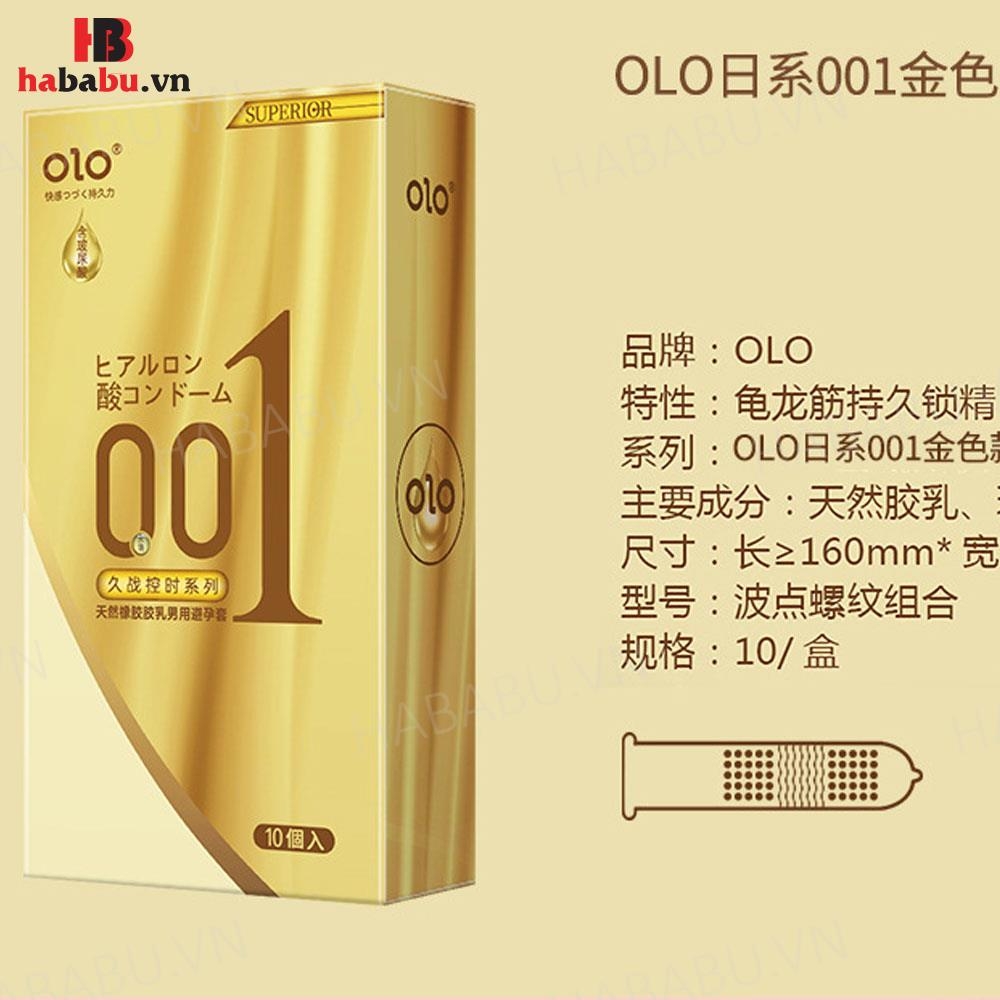 Bao cao su Olo Superior Vàng Gân hộp 10 chiếc kéo dài thời gian chính hãng