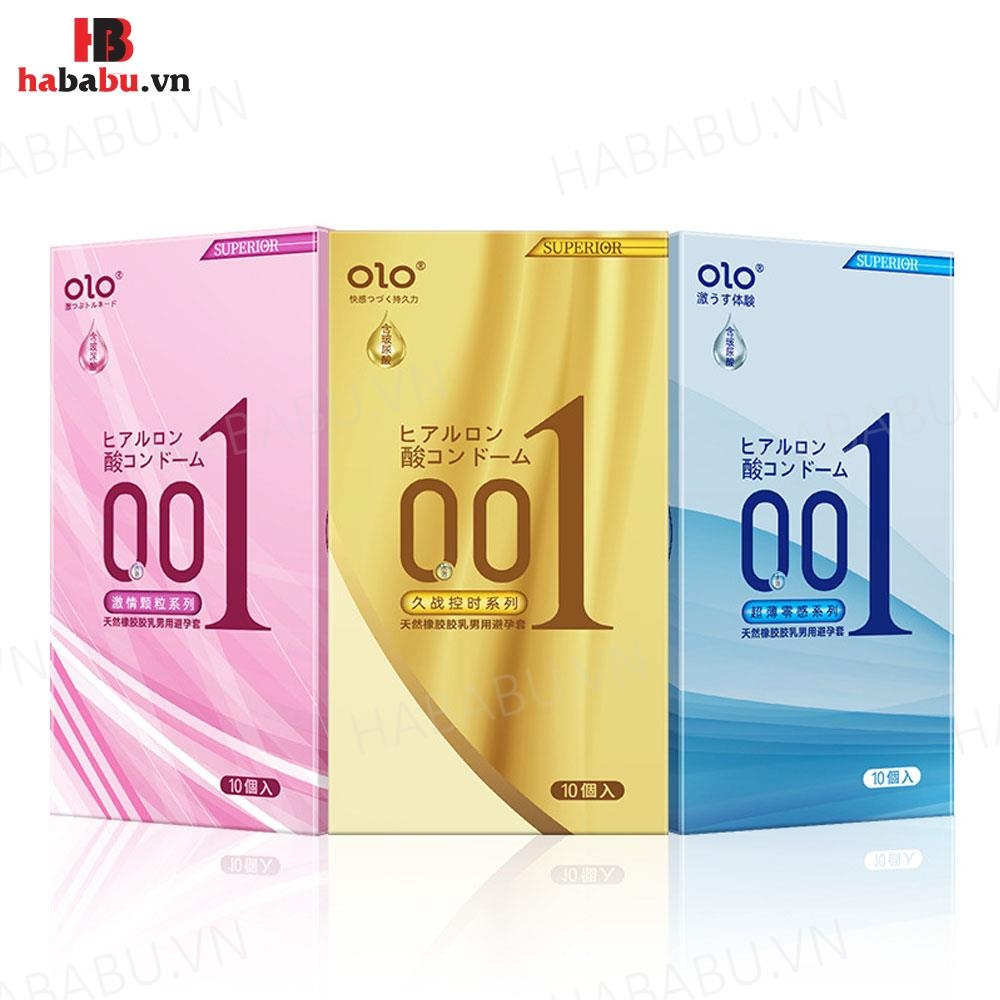 Bao cao su Olo Superior Vàng Gân hộp 10 chiếc kéo dài thời gian chính hãng