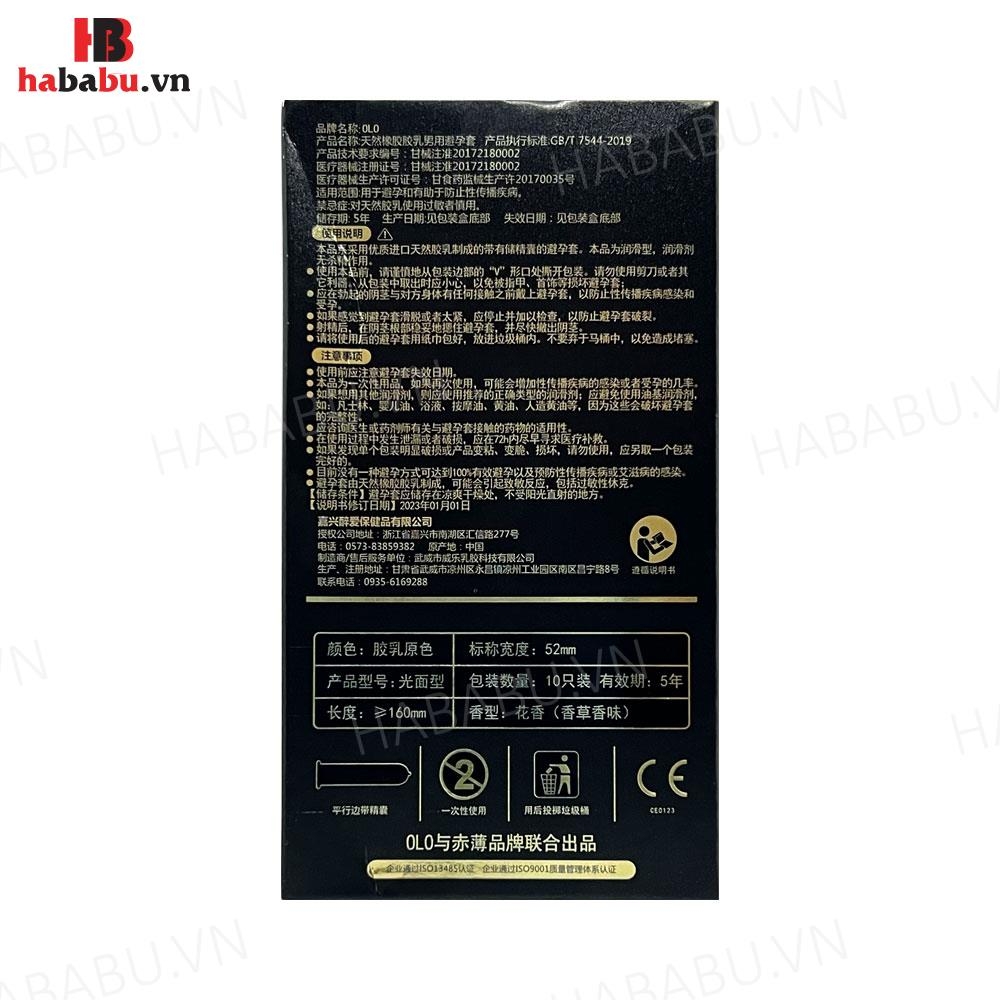 Bao cao su siêu mỏng Olo Thin Square Black hộp 10 chiếc chính hãng