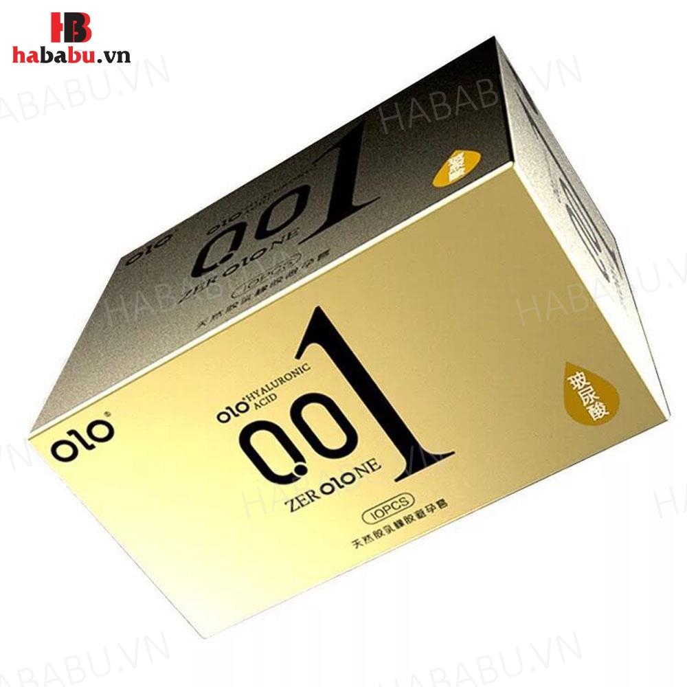Bao cao su siêu mỏng Olo 0.01 Vàng hộp 10 chiếc chính hãng