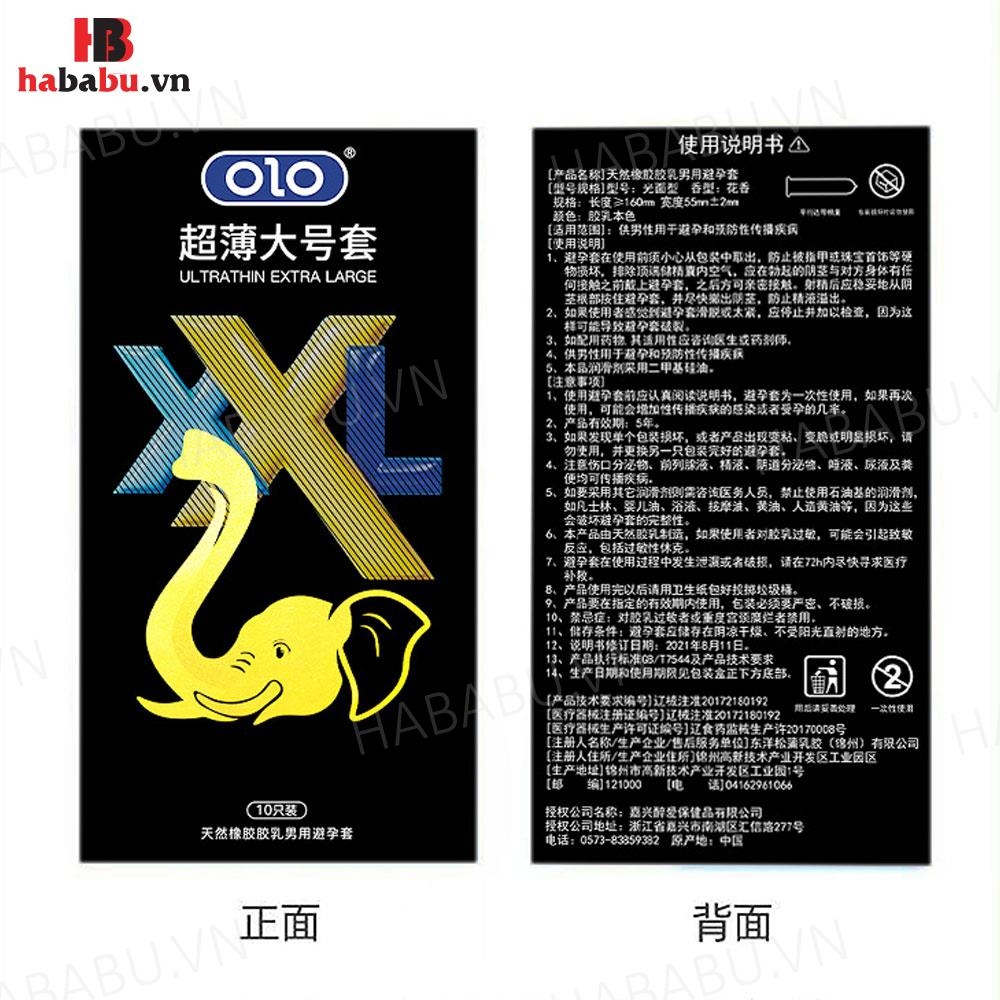 Bao cao su Olo XXL Ultra Thin Extra Large hộp 10 siêu mỏng chính hãng