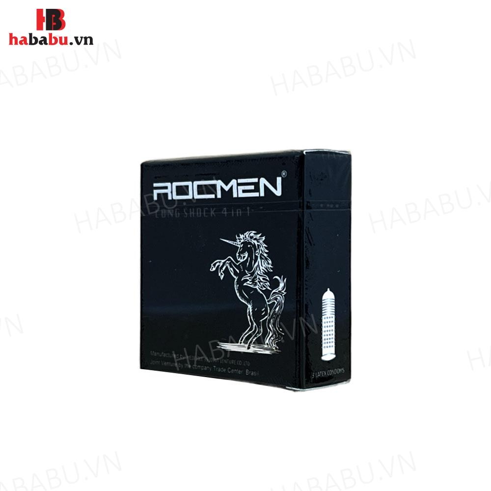 Bao cao su Rocmen Long Shock 4in1 hộp 3 chiếc kéo dài thời gian chính hãng