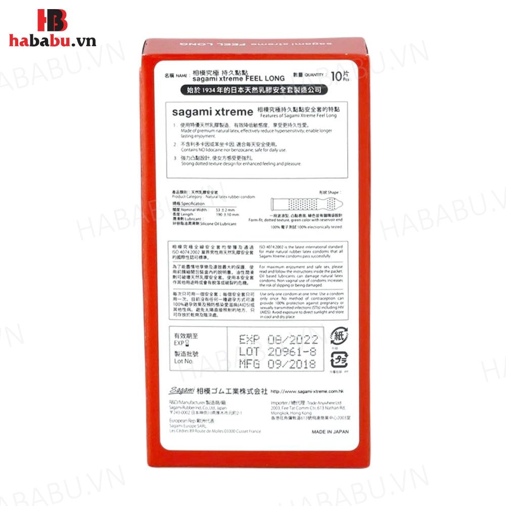 Bao cao su Sagami Feel Long hộp 10 chiếc kéo dài thời gian chính hãng