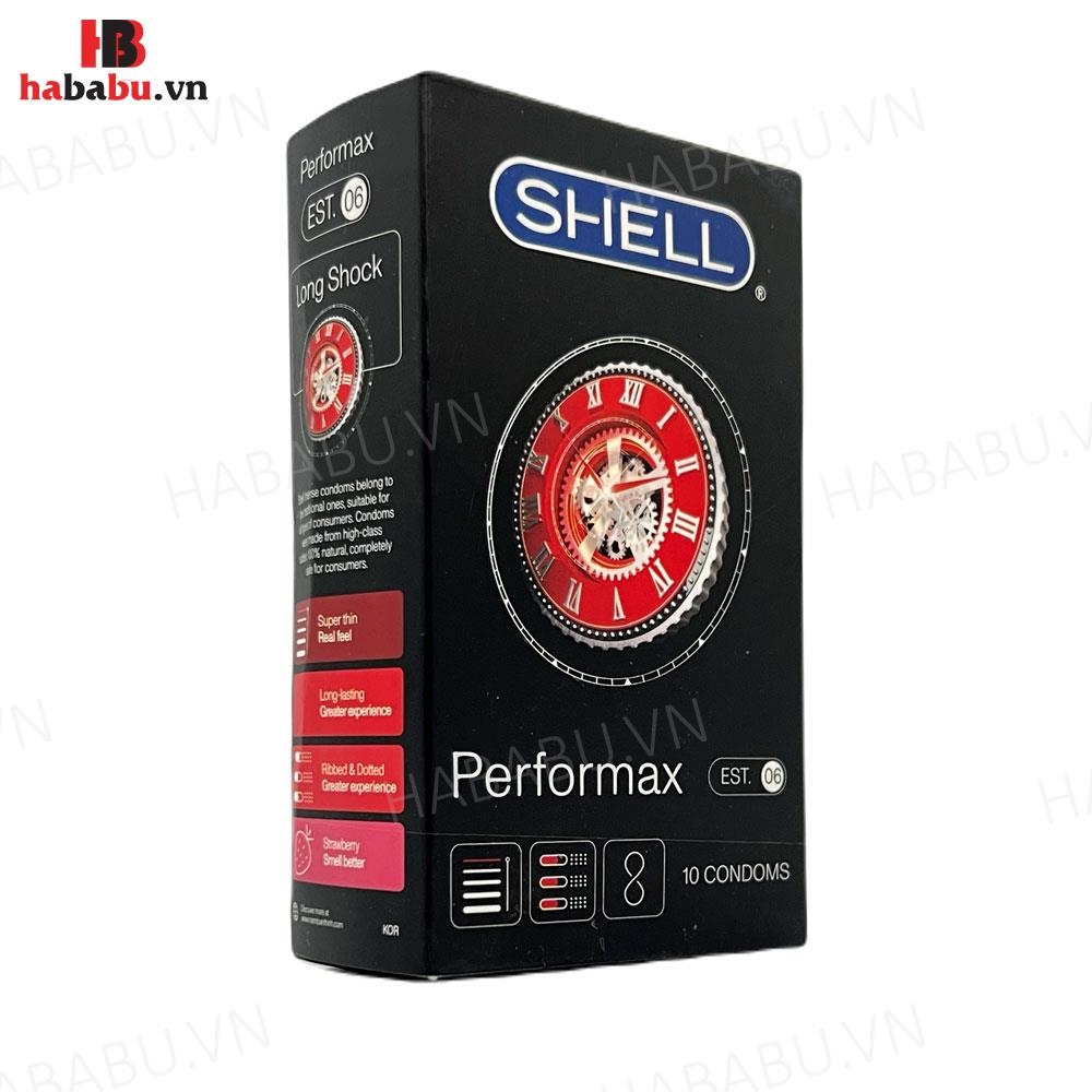 Bao cao su Shell Performax 6in1 hộp 10 chiếc kéo dài thời gian chính hãng