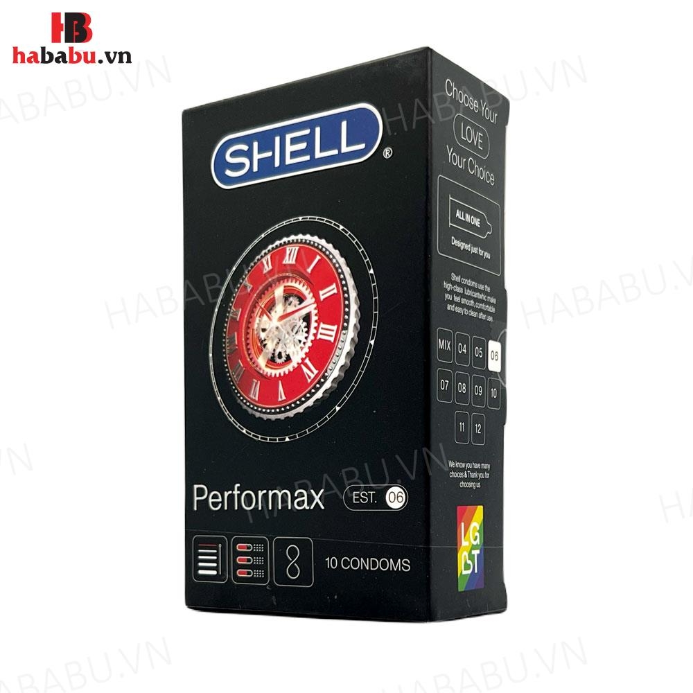 Bao cao su Shell Performax 6in1 hộp 10 chiếc kéo dài thời gian chính hãng