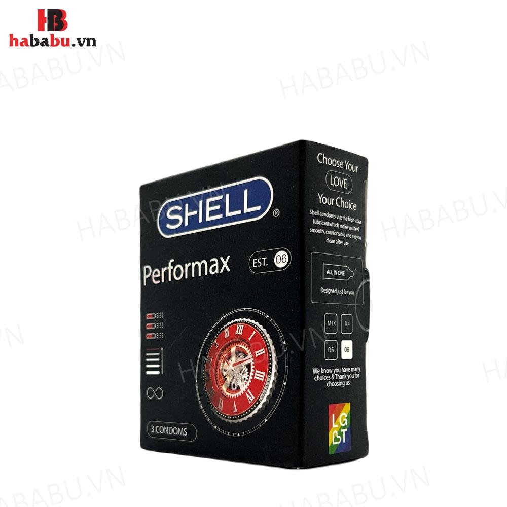 Bao cao su Shell Performax 6in1 hộp 3 chiếc kéo dài thời gian chính hãng