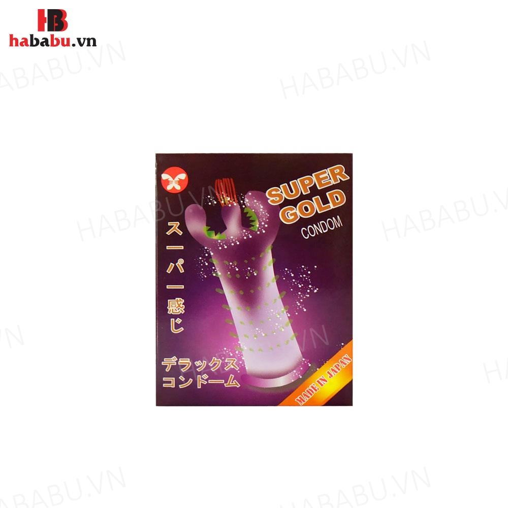 Bao cao su tăng khoái cảm Super Gold hộp 2 chiếc chính hãng