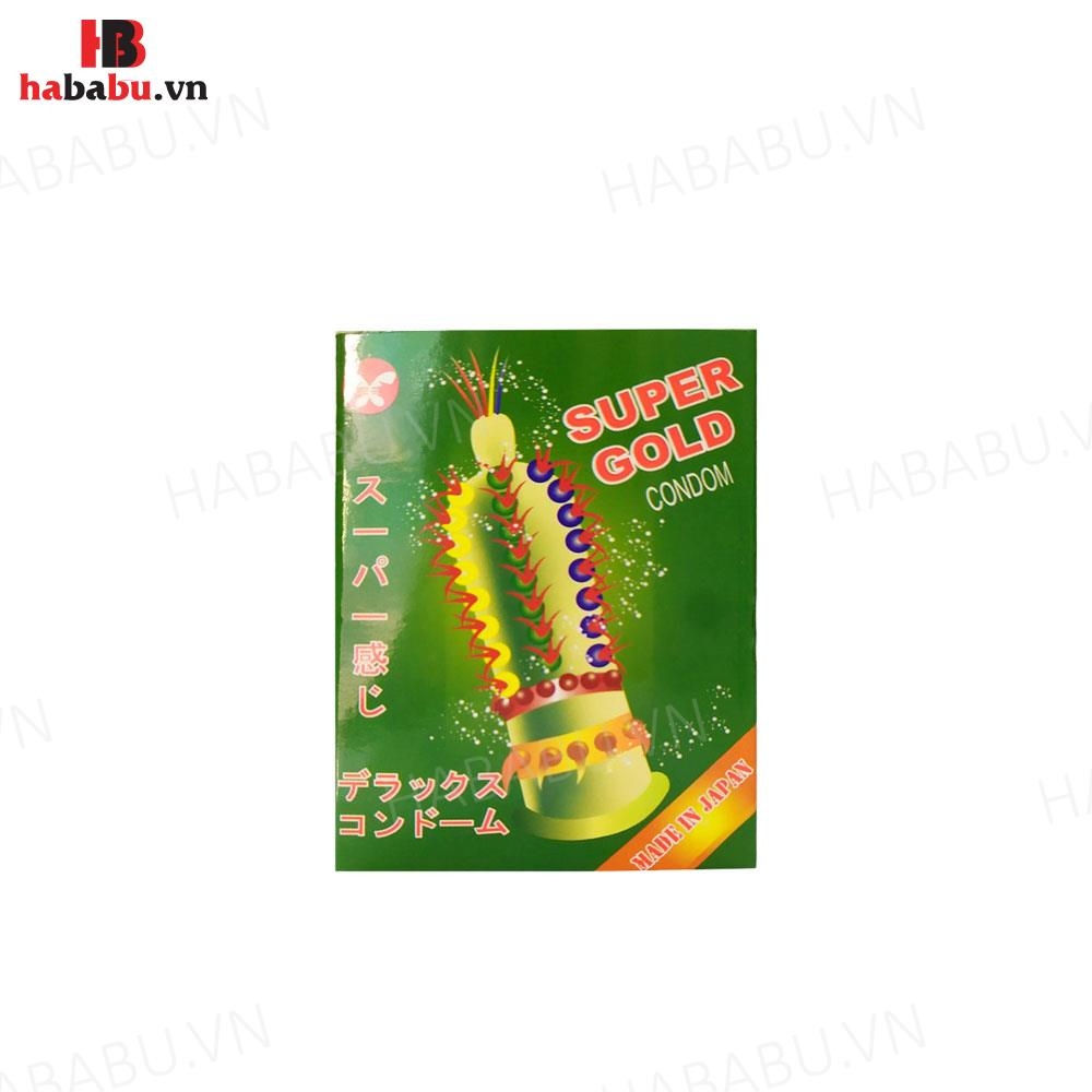 Bao cao su tăng khoái cảm Super Gold hộp 2 chiếc chính hãng