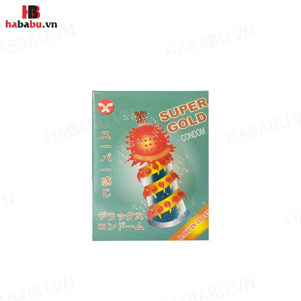 Bao cao su tăng khoái cảm Super Gold hộp 2 chiếc chính hãng
