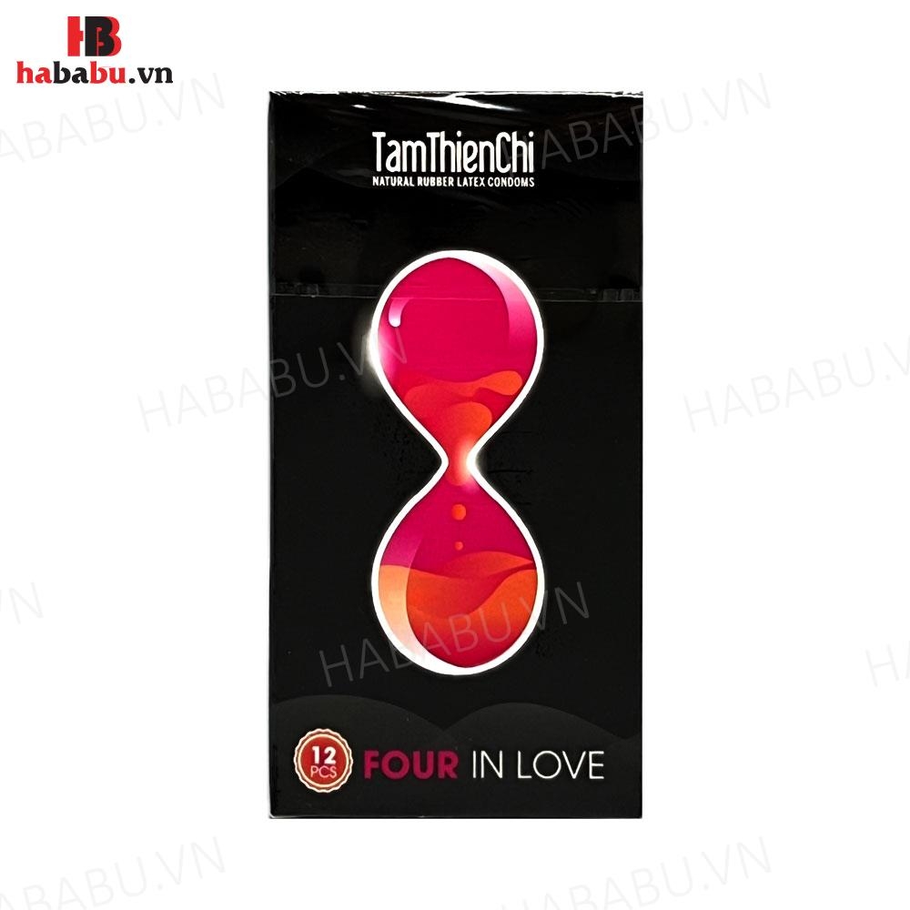 Bao cao su Tâm Thiên Chí Four In Love hộp 12 chiếc kéo dài thời gian chính hãng