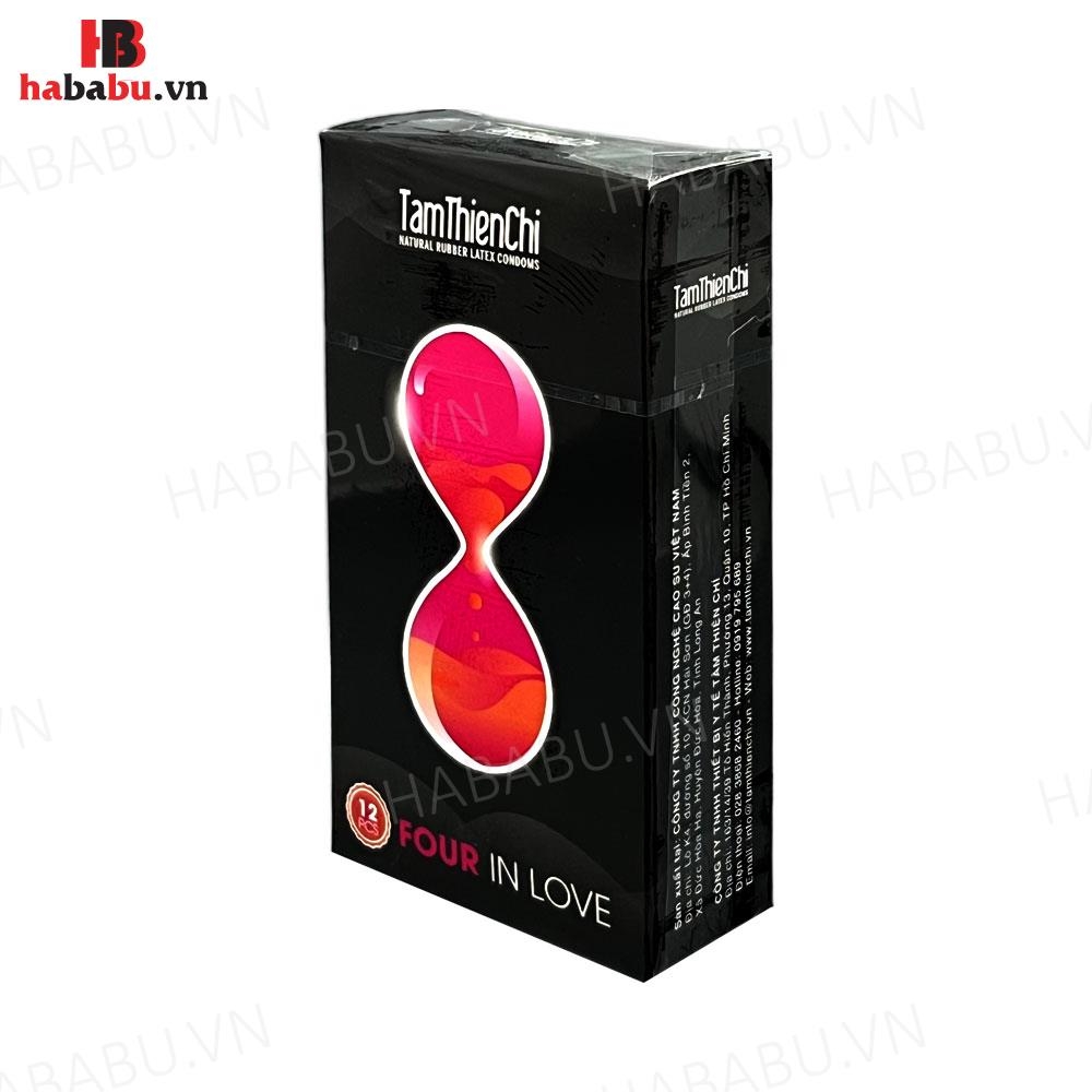Bao cao su Tâm Thiên Chí Four In Love hộp 12 chiếc kéo dài thời gian chính hãng
