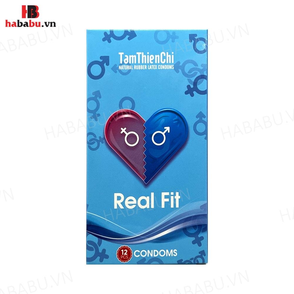 Bao cao su trơn mỏng Tâm Thiện Chí Real Fit hộp 12 chiếc chính hãng