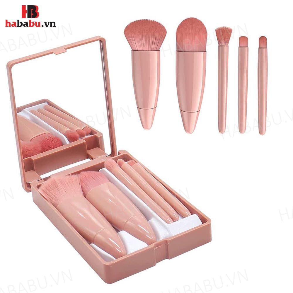 Bộ cọ trang điểm 5 món kèm gương 110gr chính hãng
