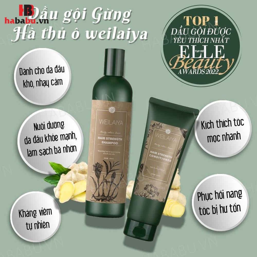 Bộ gội xả Hà Thủ Ô Weilaiya Zingiber 400ml + 250ml chính hãng