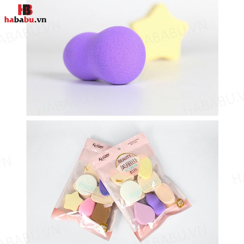Bông mút trang điểm Keli Powder Puff set 13 miếng chính hãng
