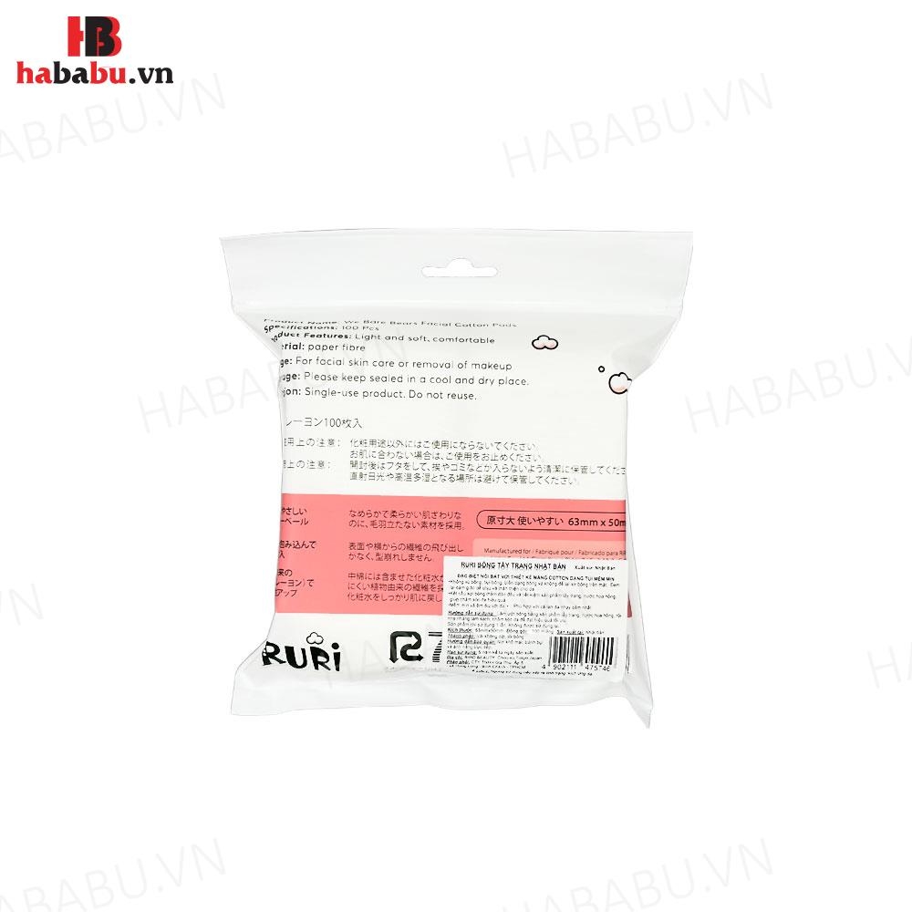 Bông tẩy trang Ruri Facial Cotton Pads 100 miếng chính hãng