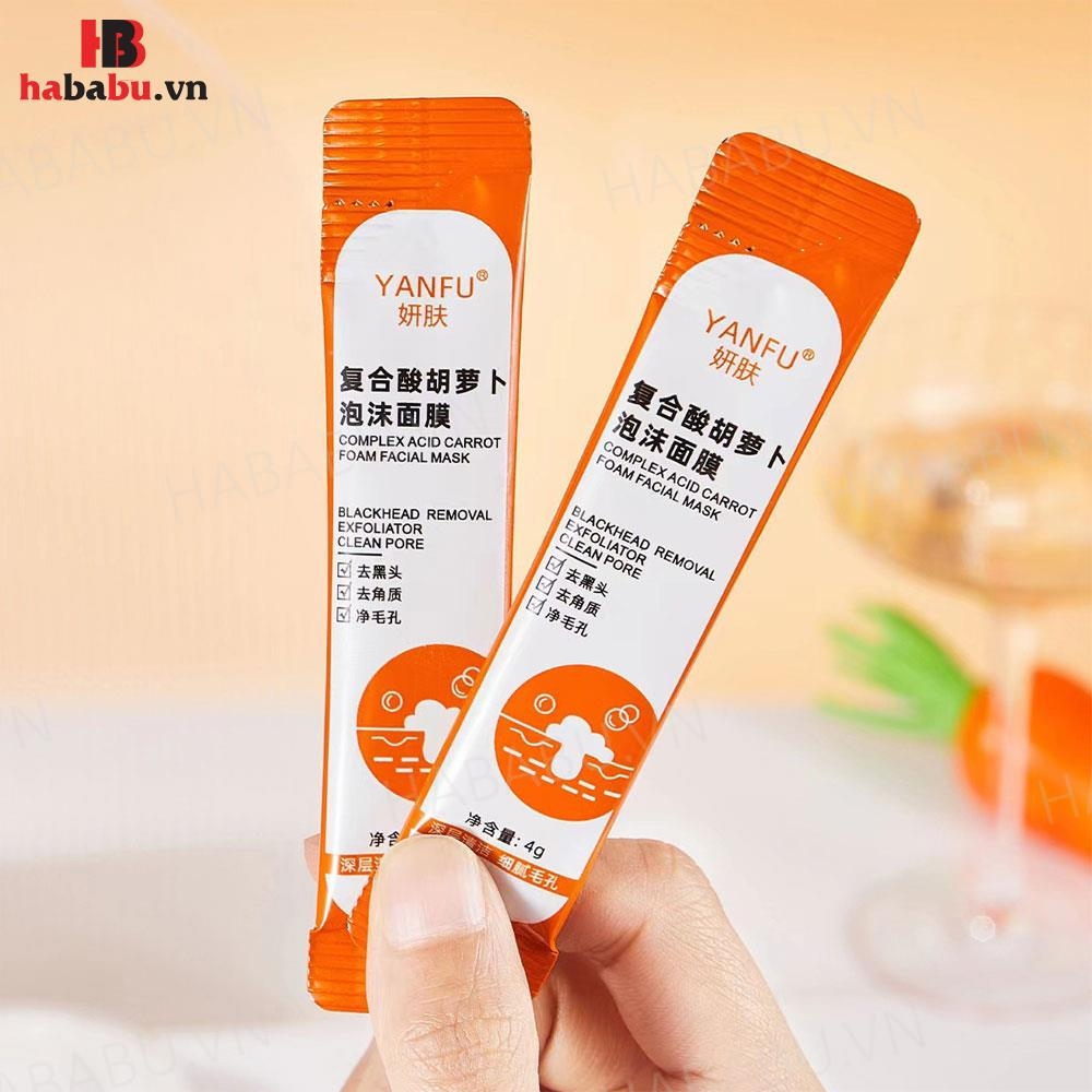 Mặt nạ sủi bọt thải độc cà rốt Yanfu hộp 12 gói chính hãng