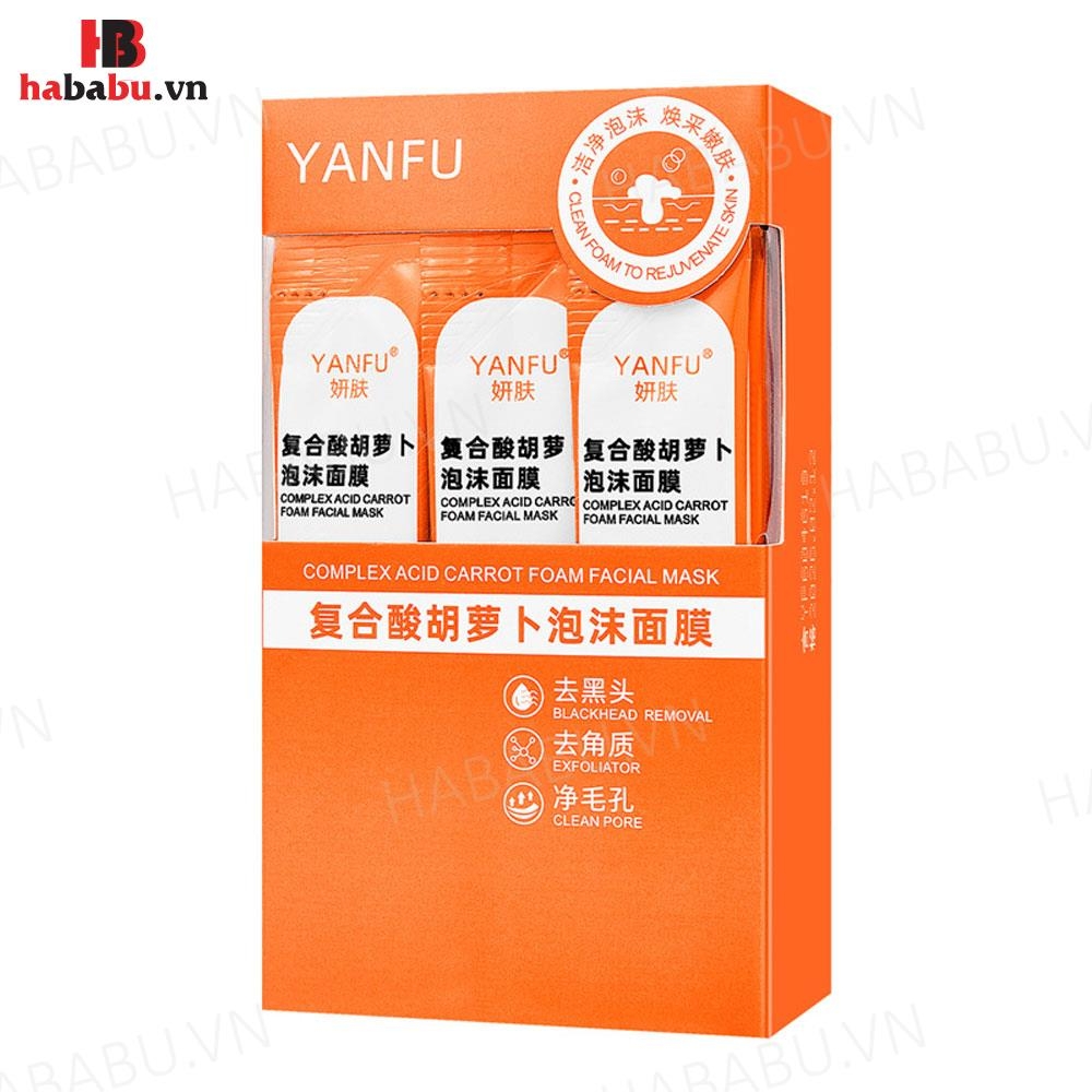 Mặt nạ sủi bọt thải độc cà rốt Yanfu hộp 12 gói chính hãng