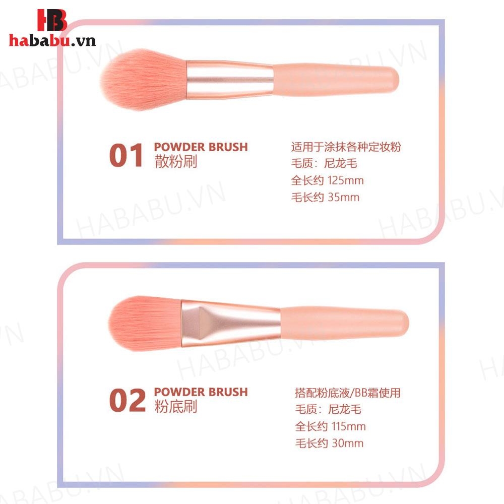Bộ cọ trang điểm cá nhân 8 cây kèm bao da 70gr chính hãng