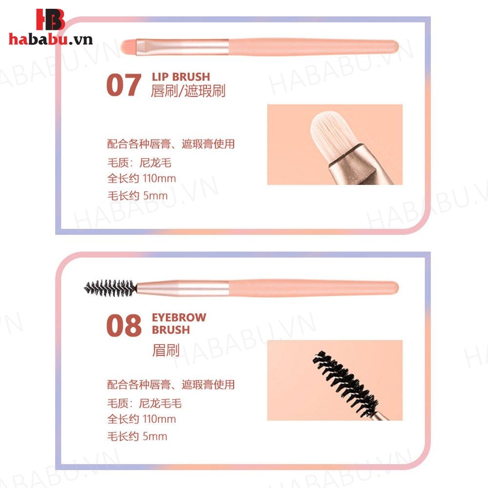 Bộ cọ trang điểm cá nhân 8 cây kèm bao da 70gr chính hãng